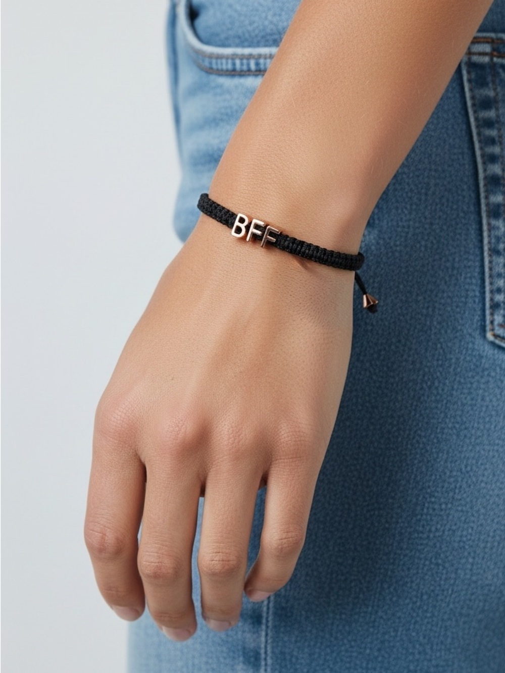 BCBGeneration BFF Friendship Affirmation Bracelet Rose Gold Black